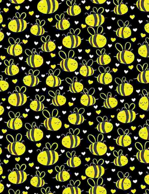 Cute Plump Bees Black - Timeless Treasures