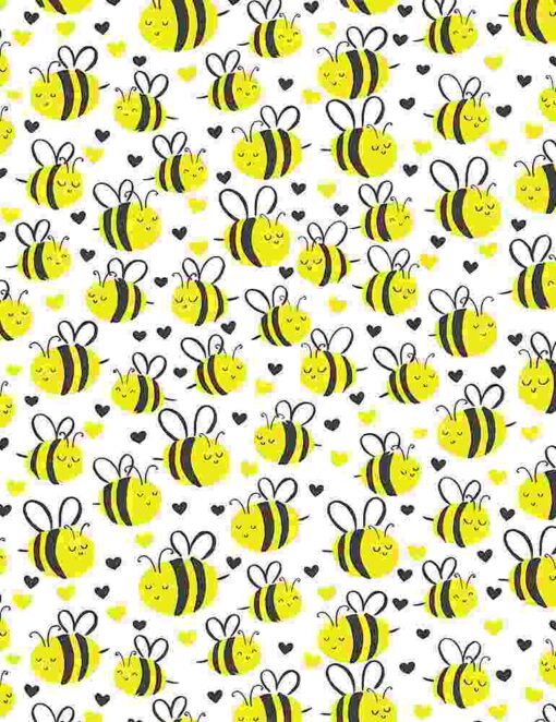 Cute Plump Bees White - Timeless Treasures