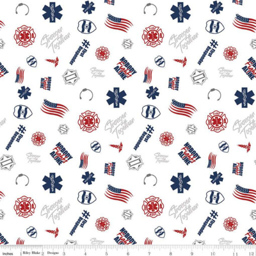 Nobody Fights Alone First Responders White - Riley Blake Designs