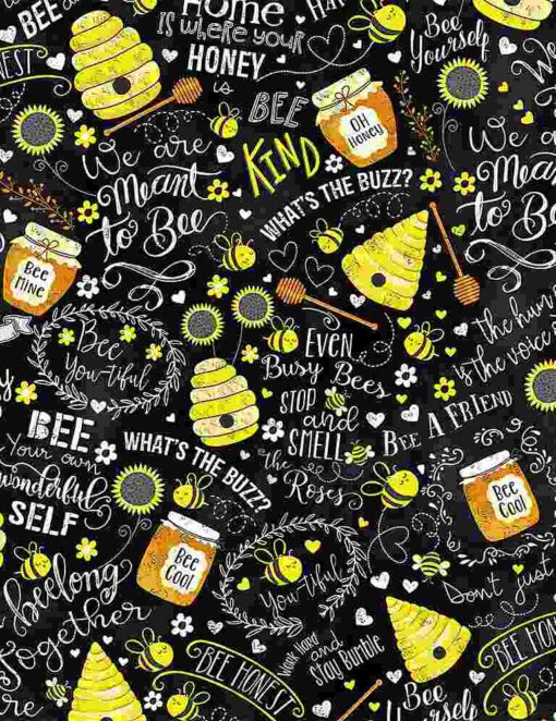Busy Bees Chalk Words - Timeless Treasures