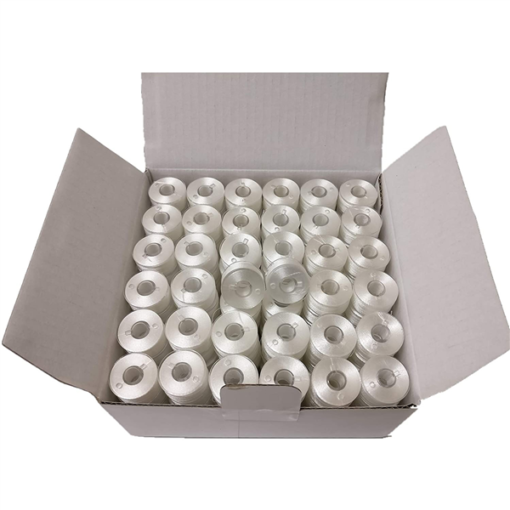 Brother PRWB135YDx100 Magnetic Core Magna Glide Prewound L Bobbins 60wt Poly Thread White