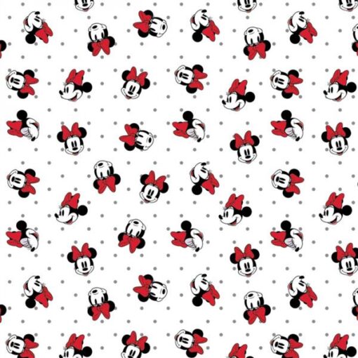 Minnie Mouse Camelot White Dot - Camelot Fabric