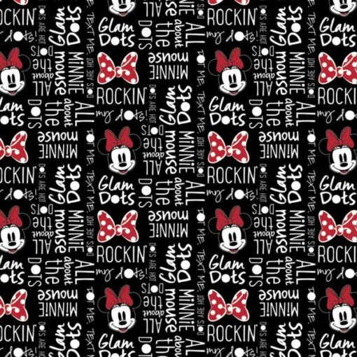 Minnie Mouse Glam Dots - Black - Camelot Fabric