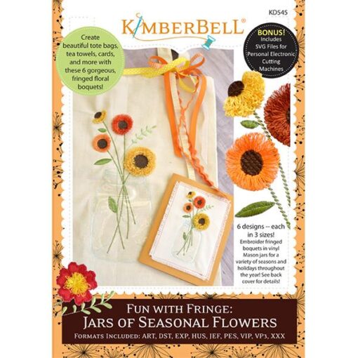 FUN WITH FRINGE: JARS OF SEASONAL FLOWERS MACHINE EMBROIDERY CD