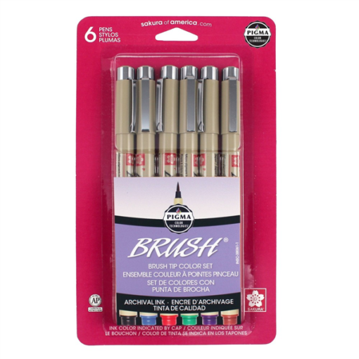 Pigma Brush Tip Color Set (6 pk)