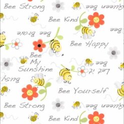 Susybee Sweet Bees White Bees Words by Hamil Textiles