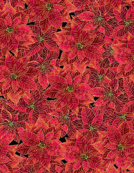 Packed Red Metallic Poinsettas