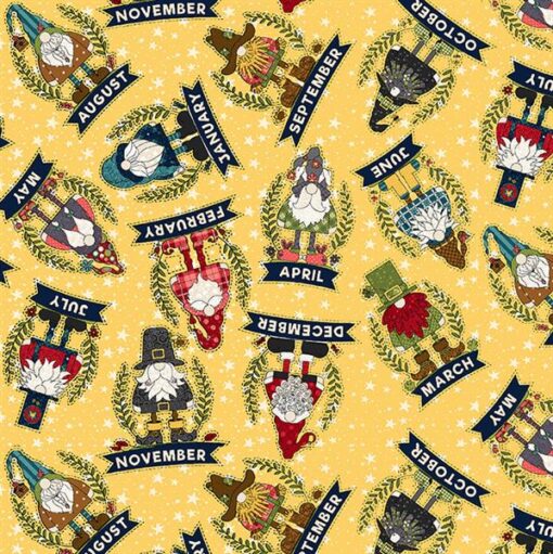 Gnome for the Holidays Tossed Allover Yellow