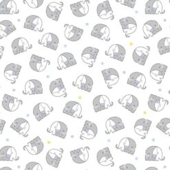 BABY ELEPHANT FLANNEL WHITE