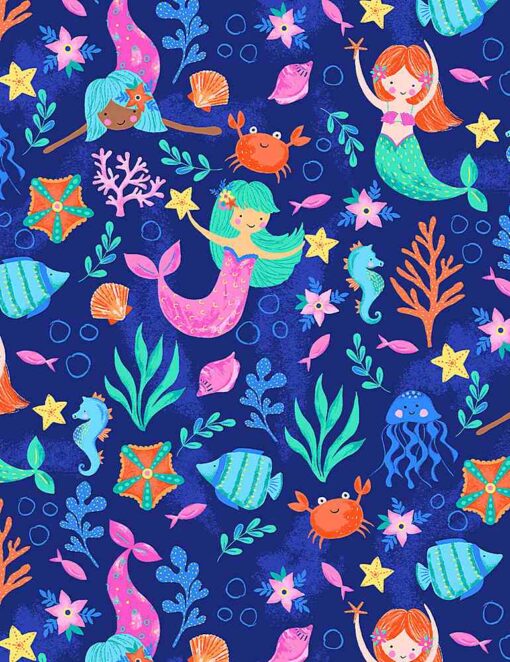 Mermaids Under the Sea Blue