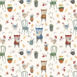 Cream Country Chickens On Chairs