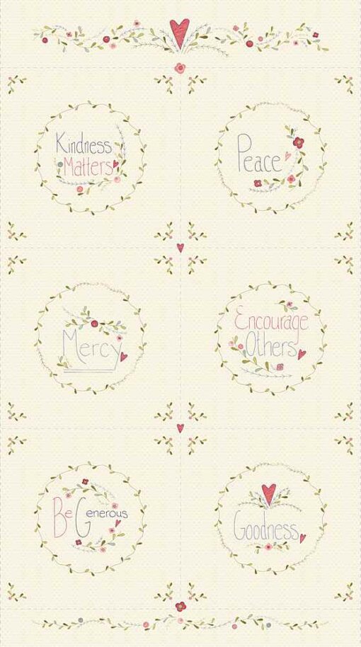 Words of Wisdom Panel 22in x 45in Cream