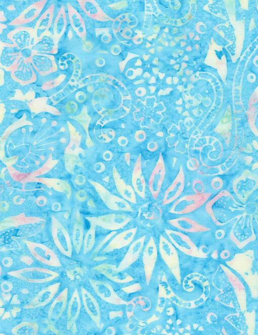 Aqua Tropical Sea Florals Batik - Tonga Chiffon