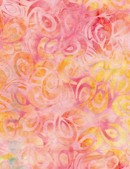 Melon Large 70s Floral Batik - Tonga Chiffons