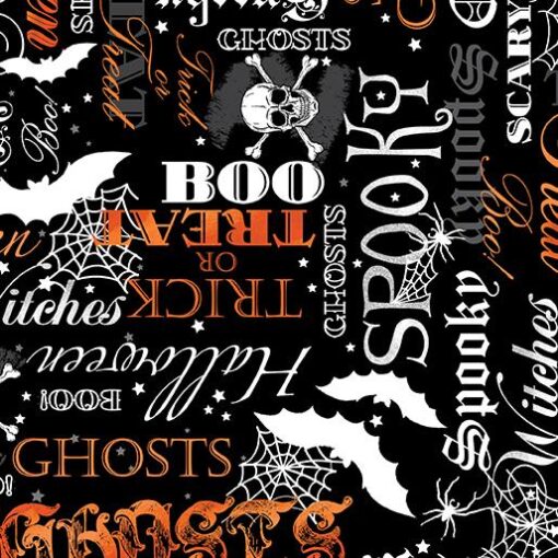 Glow in the Dark Spooky Words Orange/Black
