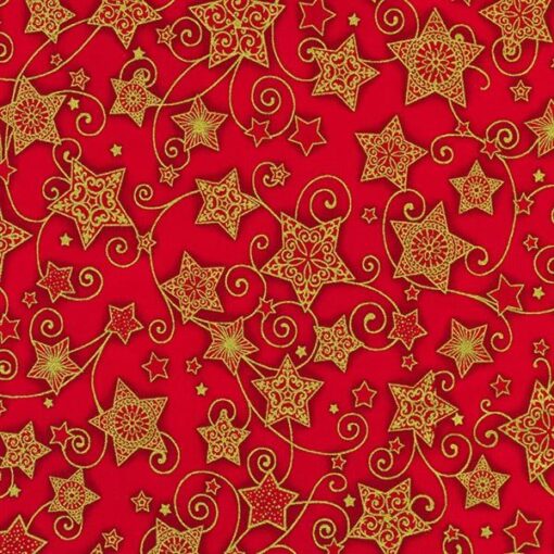 Robert Kaufman Stars Crimson w/Metallic