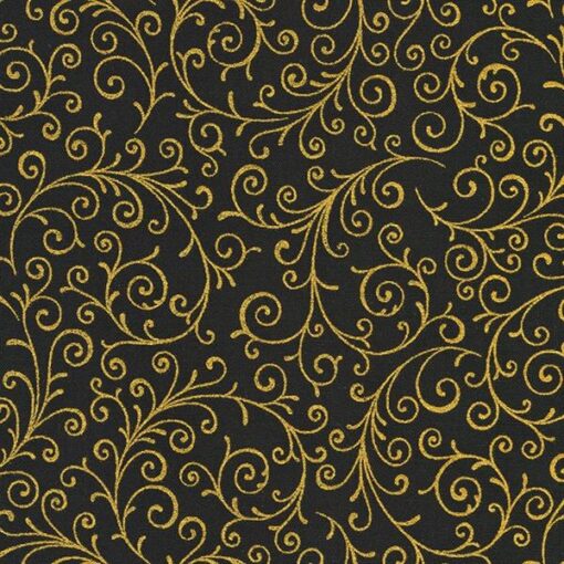 Robert Kaufman Swirls Black w/Metallic