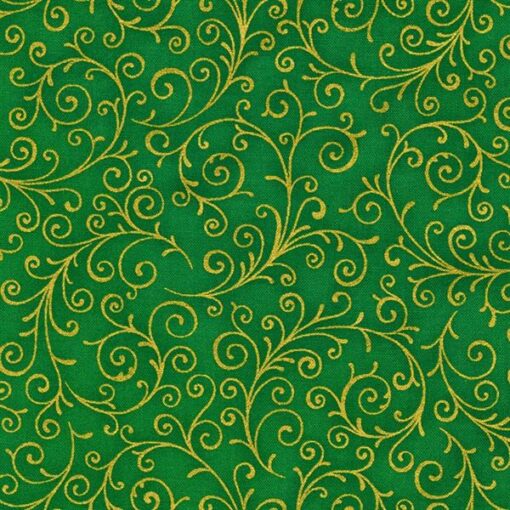 Robert Kaufman Swirls Green w/Metallic