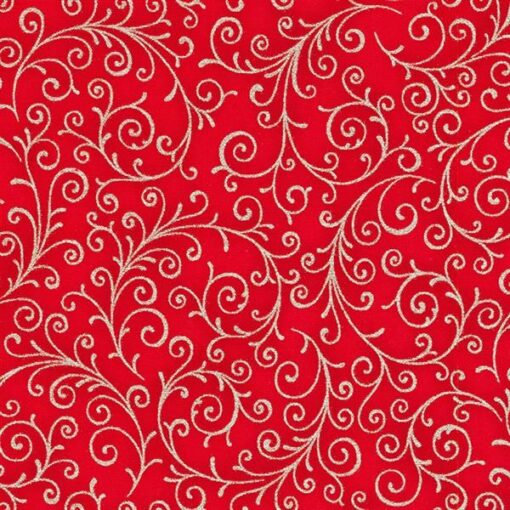 Robert Kaufman Swirls Scarlet w/Metallic