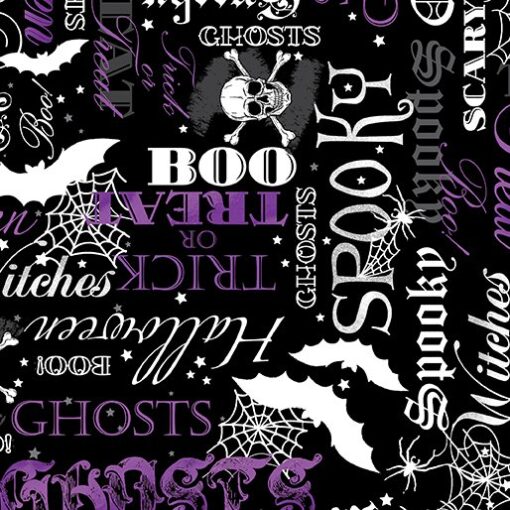 Glow in the Dark Spooky Words Purple/Black
