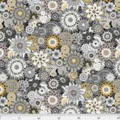 Floral Crochet - Gold & Black - 108" Wide