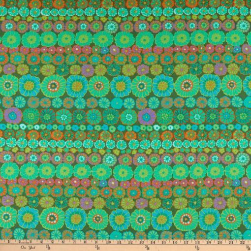 Kaffe Fassett Row Flowers Green