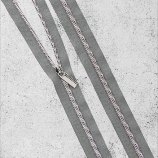 Grey Nylon #3 Zipper by the Yard with 9 Pulls