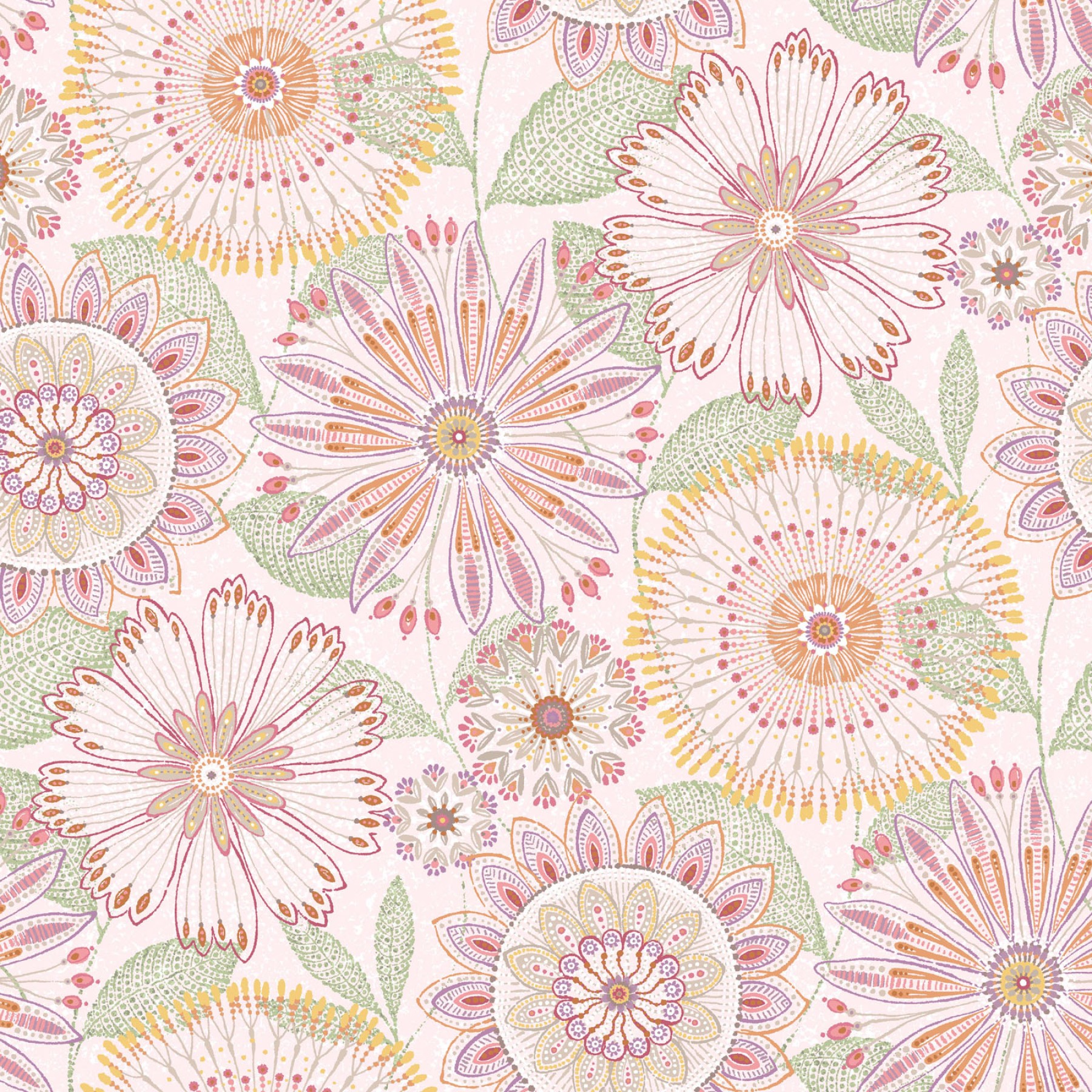 108' Flora Dora - Floral Medallions - Blush