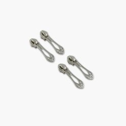 Jeweled Tip Zipper Pulls - Nickel - Set of 4