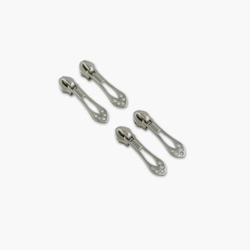 Jeweled Tip Zipper Pulls - Nickel - Set of 4