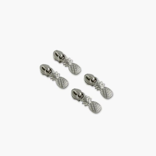 Pineapple Zipper Pulls - Nickel - Set of 4
