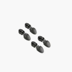 Strawberry Zipper Pulls - Gunmetal - Set of 4