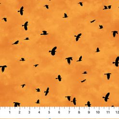 Spellbound - Orange - Mini Crows - Northcott Fabric