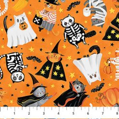 The Boo Crew - Orange Multi - Tossed - Northcott Fabric