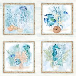 Sea Whispers Sea Life Blocks - Running Yardage