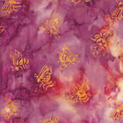 Batik Textiles– Fuchsia Gold Bumble Bees