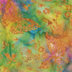 Batik Textiles– Gold Sunset Rainbow Butterflies