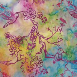 Batik Textiles– Rainbow Floral Hummingbirds