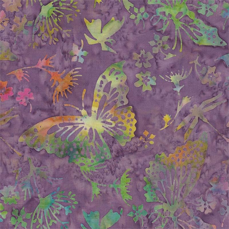 Batik Textiles– Purple Butterflies