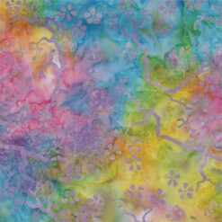 Batik Textiles– Pastel Rainbow Floral Cherry Blossoms