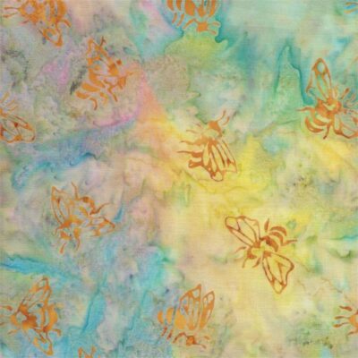 Batik Textiles - Rainbow Orange Bumble Bees