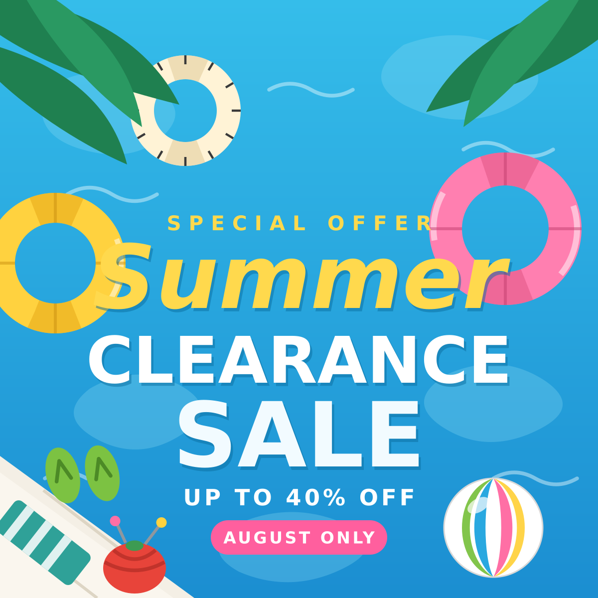 Summer Clearance Sale at Glory Bee's Sewing Center, August only, up to 40 percent off